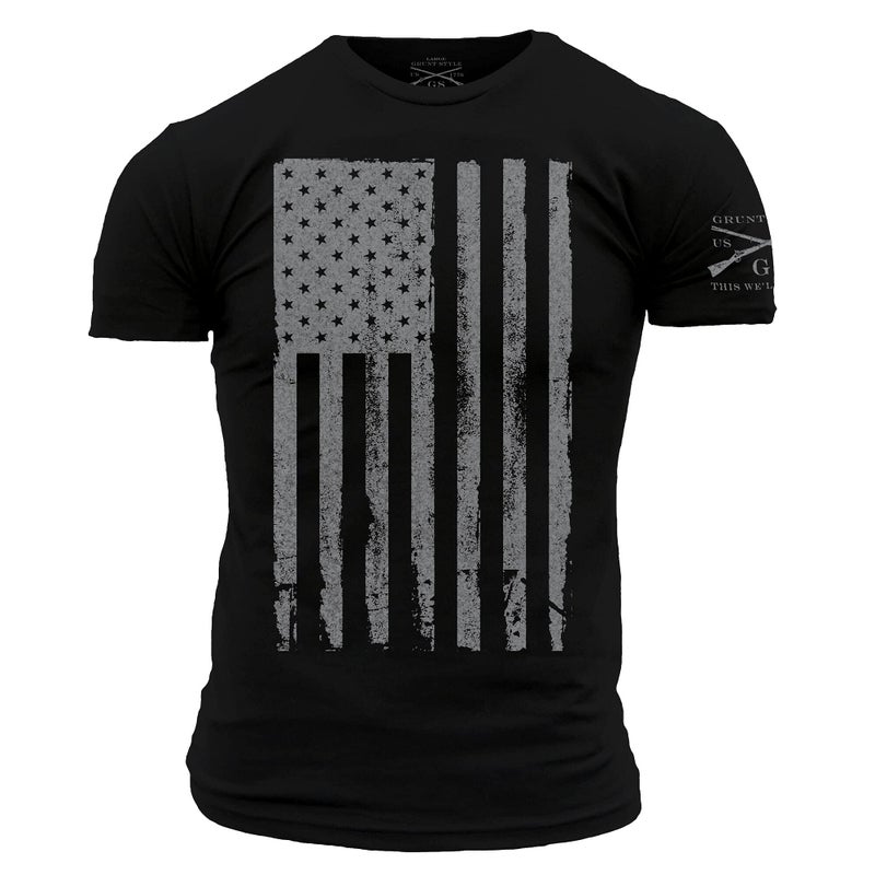 Grunt Style America Patriotic Flag Menâ€™s Shirt, Color Black, Size 3XL